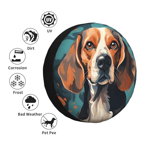 Image of Spare Tire Cover, Inkjet Beagle Dog Universal Tire Wheel Protectors for Rv Camper Jeep Travel Trailer SUV Truck, Weatherproof, 16 Inch