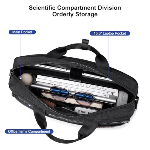 Image of Arctic Hunter Laptop Bag for Men Women 2 in 1 Office Sling Hand Bag with 15.6 inch Laptop Pocket Multiple Compartments Detachable Shoulder Strap Shockproof Water-resistant Briefcase (Black)