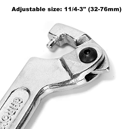 Ruimou Adjustable 11/4-3" (32-76mm) Round Head Hook Wrench Chrome Vanadium for Tightening Collars Lock Nuts - Image 2