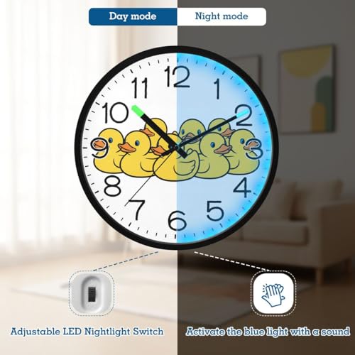 Reloj de pared digital silencioso con luz nocturna de 12 pulgadas miniatura 5