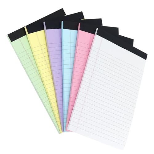 6 Pack Legal Pads 5x8 Note Pads Colored Legal Pads College Ruled Notepad Small Note Pads 50 Sheets/P