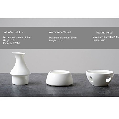 White Bone Ceramic Sake Set With 4 Cups Distilled Spirits Pot Wine Warmer Or Cold Carafe Decanter #TOP6