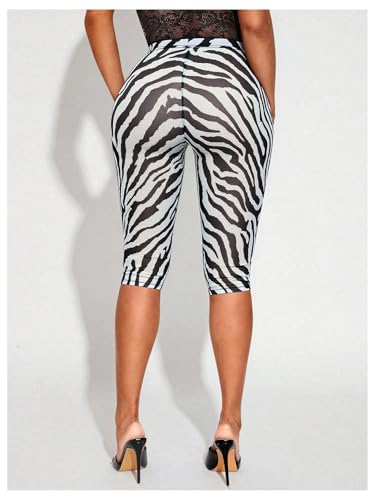 Image of RoseSeek Women's Y2K Leopard Mesh 3 /4 Length Club Capri Leggings