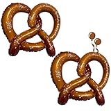 Giant 2Pcs Pretzel Bites German Bread Foil Balloons, Golden Brown, 18