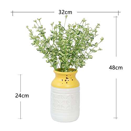 LNGO 21 inch 1 Bundle Faux Taro Leaf Artificial Greenry UV Resistant Bushes Shrubs Office Home Outdoor Decoration