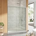 56-60 in W x 72 in Sliding Shower Door - Semi-Frameless Bypass Bathroom Door with 1/4 in Tempered Glass,Brushed Nickel Finish for Walk-in Shower