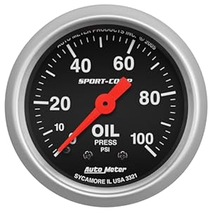 Auto Meter 3321 Sport-Comp Mechanical Oil Pressure Gauge, 2.3125 in.