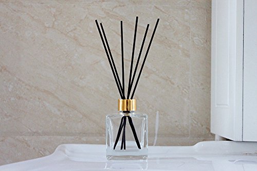 Feel Fragrance Squre Glass Diffuser Bottles With Gold Caps, Set Of 4-3.7" High,200Ml 6.7 Fl Oz. Fragrance Accessories Use For Diy Replacement Reed Diffuser Sets #TOP5