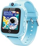 Awatty Kids Smart Watch for Boys Girls, Fashion Smartwatches for 5-12 Year Olds Children, Birthday Gift Toy for Kids, Digital Watch with 14 Puzzle Games and 90° Rotating Camera (Blue)