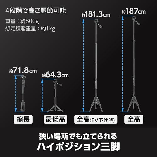 ベルボン Velbon スタンド型一脚 ポールポッド EX フリュードヘッド AZ 4段 レバーロック 脚径23mm フリュード雲台 ビデオ雲台 クイックシュー対応 アルミ脚 卓上三脚へ組み換え可能 Pole Pod AMZPPODEX-FLHD