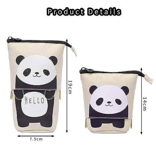 HIQE-FL Pencil Case Zip, 2-in-1 Pencil & Pen Holder, Telescopic, Canvas, Holds 25 Pens, Multifunctional, R, Cartoon Pattern - Image 2