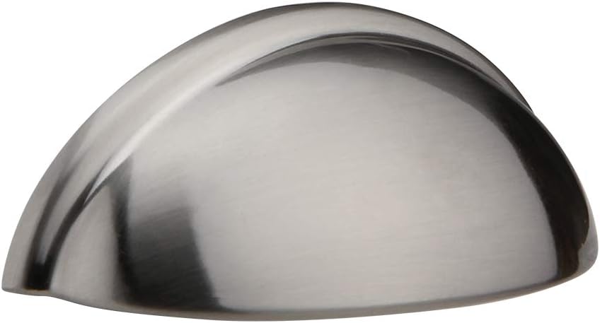 Silverline 6 Pack 3" Inch Hole Centers Cabinet Bin Cup Drawer Cup Pulls Kitchen Hardware Handles, Brushed Satin Nickel