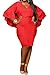 LaSuiveur Women's Batwing Sleeve V Neck Solid Plus Size Bodycon Dress 3XL Red