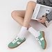 Rihero Women's Fashion Sneakers Comfortable Tennis Walking Shoes Casual Lace-Up Retro Sneakers Light Green Size 7