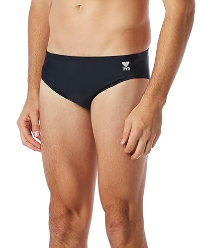TYR Men's TYReco Solid Racer Brief Swimsuit Black
