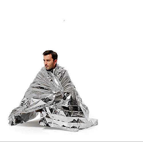 Frmarche 2PCS Couverture de Survie d'urgence Réfléchissante 130X210cm Imperméable Couvertures Thermique pour randonnée Conserver la Chaleur du Corps