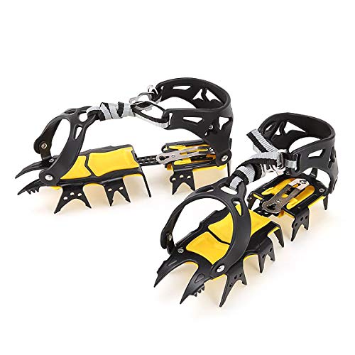 Walsilk Crampons Traction Cleats Spikes Snow Grips,Anti-Slip Stainless Steel Crampons for Mountaineering & Ice Climbing