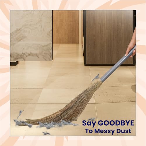 Chakaachak Eazo Grass Broom | Meghalaya Grass Jhadu for Home Cleaning | Long Lasting & Durable Zadu | Removes Fine Dust from Floor & Ceiling | Plastic Handle | Lightweight & Eco-Friendly - Image 2 thumbnail
