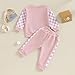 BeQeuewll Baby Girl Clothes Fall Winter Outfits Long Sleeve Sweatsuit Checkboard Sweatshirt and Pants Toddler Infant Clothing (pink, 0-6 Months)