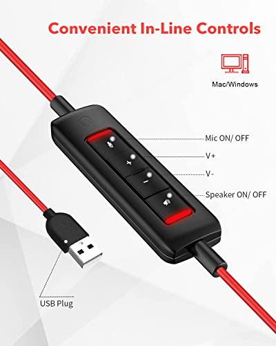 Nubwo Usb Headset With Microphone Noise Cancelling &Audio Controls, Super Light, Ultra Comfort Computer Headset For Laptop, Pc, Skype, Zoom, Webinar, Call Center, Home, Office #TOP2