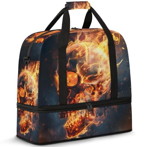 Large Weekender Overnight Bags Abstract Skeleton Skull Travel Duffel Bag for Women Men Gym Bag With Shoe Compartment Foldie Travel Tote Bag Carry On Personal Item Bag for Travel Gym Sports