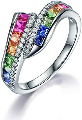 925 Sterling Silver Fashion Natural Jade Sapphire Ruby Multi Gemstone Shiny Ring Rainbow Gem CZ Eternal Engagement Wedding Ring Color Diamond Water Drop Zircon Ring Jewelry-Making-Patterns 6