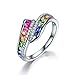 925 Sterling Silver Fashion Natural Ruby Sapphire Emerald Ring 18K Gold Plated Diamond Rainbow Gemstone Women's Ring CZ Eternity Engagement Wedding Band Ring for Women (US Code 10)