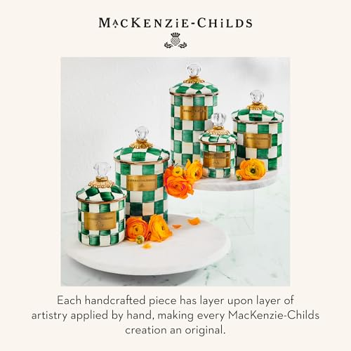 Image of MACKENZIE-CHILDS Enamel Canister, Large, Green-and-White Emerald Check
