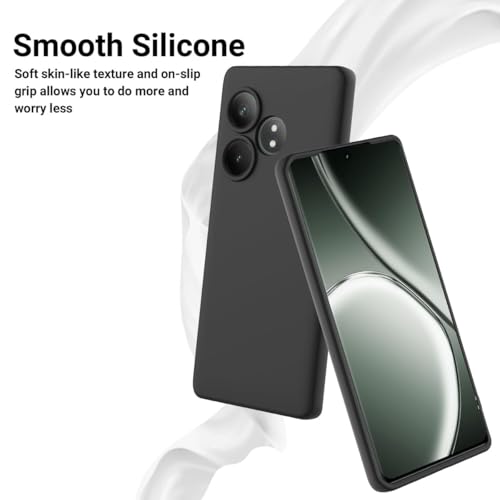Image of for [ Realme GT 6T 5G ] Liquid Silicone Back Case Cover Flexible |Inner Lining| with Camera Protection Back Cover for [ Realme GT 6T 5G ] - Black