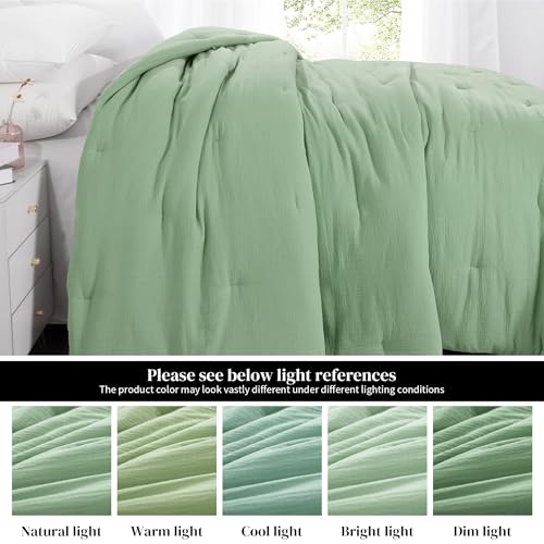 image for HOMBYS 100% Cotton Muslin Comforter Oversized King 120x120, Lightweigh