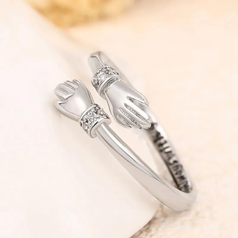 To My Granddaughter Hug Ring For Hope Rings, Stainless Steel Inspirational Engarved With Always in My Heart Message Adjustable Ring for Women Christmas Birthday Jewelry Gifts - Image 6
