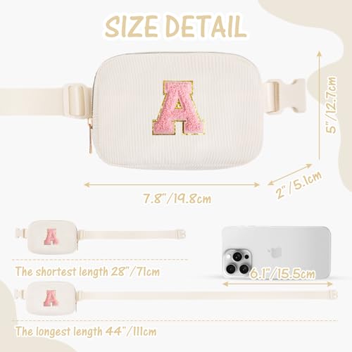 Image of Gitus Gifts for Teen Girls 10-12 12-14 14-16 16-18 Birthday Gifts for Girls Women Sister Teacher Initial Belt Bag Fanny Pack Crossbody Bags for Teen Girl Gifts Trendy Stuff Travel Essentials (Ivory-A)