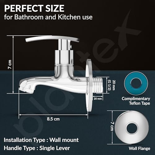 Image of Plantex Single Lever Bib Cock Water Tap for Bathroom with Brass Spindle /Wash Basin Tap for Home /Tap for Bathroom with Water Saving Aerator-(Samar-Chrome)