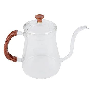 Tea Pour Over Kettle, Pour Over Kettle Heat Resistant Glass+Wood for Office for Home