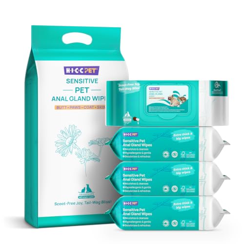 Image of HICC PET Rear-End & External Anal Area Cleaning Deodorizing Wipes for Dogs & Cats, Hydrating & Nourish Fur Dog Grooming Wipes for Daily Cleaning,400 Counts