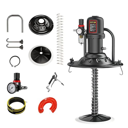 TOLNIX Tragbare, druckluftbetriebene Fettpumpe, pneumatische Fettpresse, 30–40 MPa Druck, 360° drehbarer Presskopf und extra Lange Ölleitung(19.6ft,Large Pump Head)