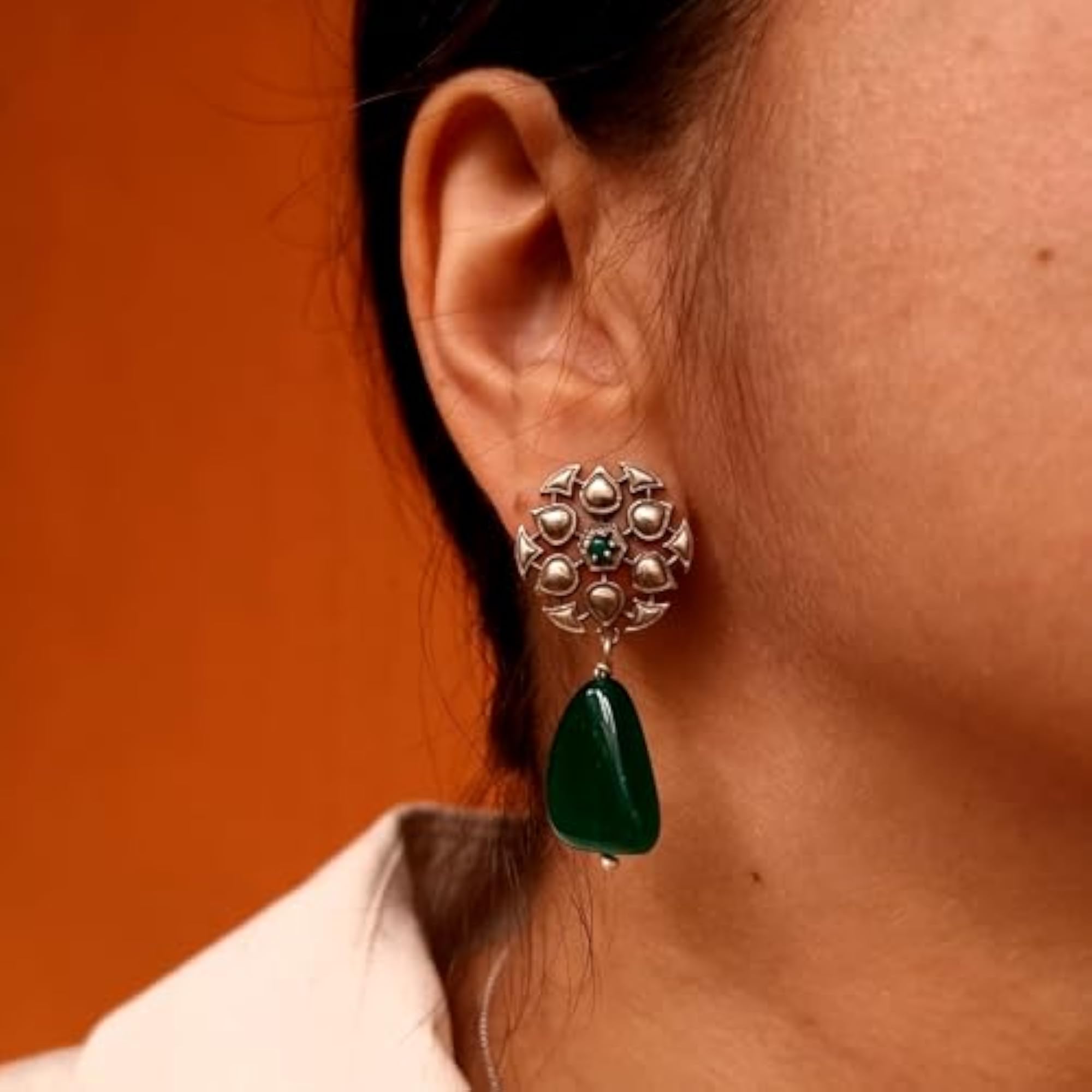 Women's 925 Sterling Silver Drop Earrings with Stone, Gift for Her