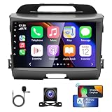 9 inch Android 14 Autoradio Double DIN pour Kia Sportage 2010 2011 2012 2013 2014 2015 2016 avec Wireless Carplay Android, 2+32G Touchscreen Car Radio Bluetooth GPS FM/RDS Backup Camera Mirror Link