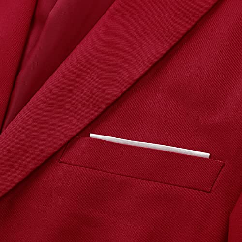YOUTHUP Blazer Homme avec Noeud Papillon Veste de Costume Formel avec Un Bouton Elégant Classique Blazer pour Mariage d'affaires Bal Smoking, Rouge, XL - Image 5