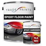 2 Pack Epoxy Garage Concrete Floor Paint - Tile Red - 2.5L – Heavy Duty, Durable, Chemical & Oil Resistant, Long-Lasting Industrial Strength
