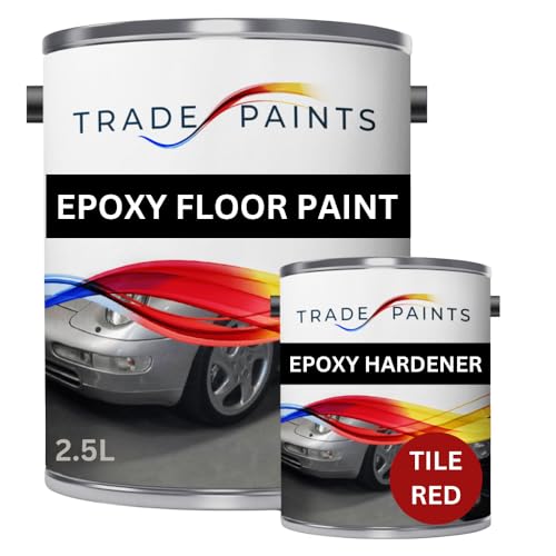 2 Pack Epoxy Garage Concrete Floor Paint - Tile Red - 2.5L – Heavy Duty, Durable, Chemical & Oil Resistant, Long-Lasting Industrial Strength