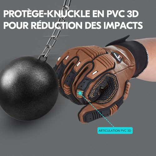 Gants en cuir pour travaux et mécanique de précision taille M