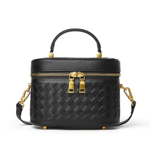 Image of DAILANDO Small Top Handle Box Purse for Women Designer Woven Tote Crossbody Handbag With Long Adjustable Strap