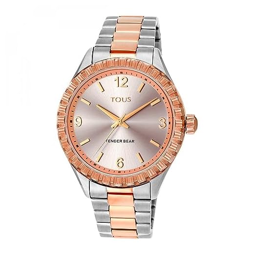 TOUS Reloj Tender Bear de Acero IP Bicolor Rosado con Relieve de Osos 200350980