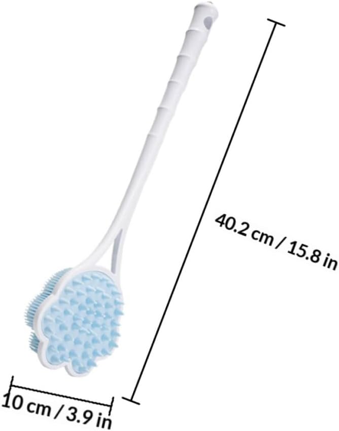 Long Handle Silicone Back Scrubber 2pcs with Soft Bristles and Massage Beads, Non-Painful Bath Brush for Shower, Lightweight Body Scrubbing Brush for Men and Elderly
