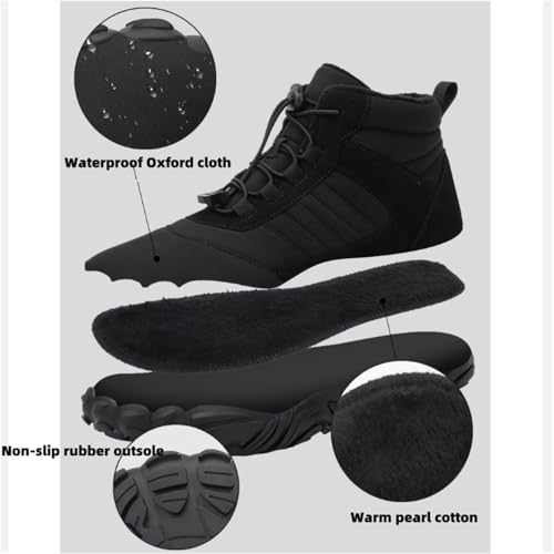 Hike Winter Footwear Barefoot Shoes, Hickened Warm Fur Lined Waterproof and Non-Slip Hiking Cotton Boots, Unisex Winter Snow Boots4
