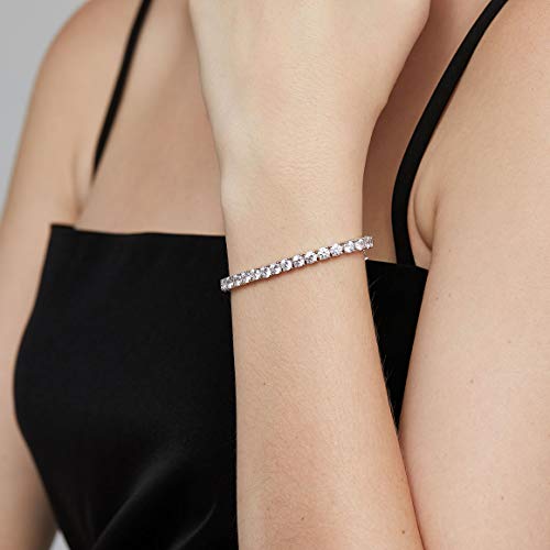 Tennis Bracelets for Women, Rhodium Plated Sterling Silver Round Cut Simulated Diamond Cubic Zirconia Tennis Bracelet, Size 6inch to 7inch Fine Jewelry for Women Men2