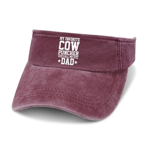 My Favorite Cow Puncher Call Me Dad Fashion Tennis Caps for Mens Funny Farming Tennis Caps Wine Red