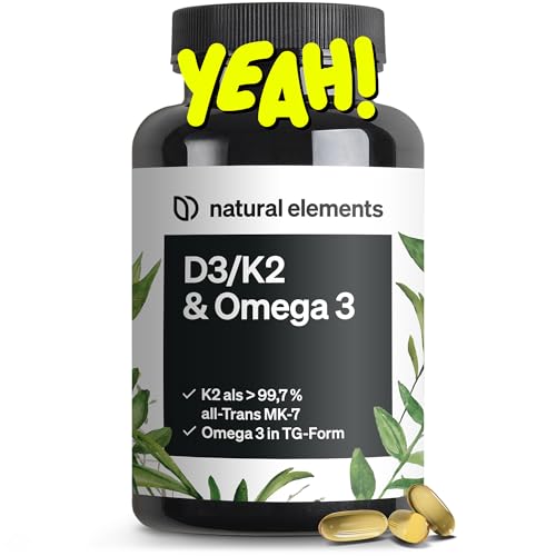 natural elements Vitamin D3 + K2 + Omega 3 – Premium K2VITAL® von Kappa 99,7+{788018c9e96b2b7f87d25fdeb4ba66600628947a1207203ed1abbbef41b9d698} All-Trans K2 – Premium Omega 3 in Triglycerid Form und bioverfügbares D3 – in Deutschland produziert & laborgeprüft natural elements Vitamin D3 + K2 + Omega 3 – Premium K2VITAL® von Kappa 99,7+{788018c9e96b2b7f87d25fdeb4ba66600628947a1207203ed1abbbef41b9d698} All-Trans K2 – Premium Omega 3 in Triglycerid Form und bioverfügbares D3 – in Deutschland produziert & laborgeprüft