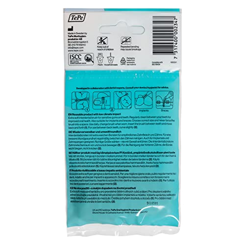 TePe Interdental Brush, Extra Soft, Blue, 0.6mm/ISO 3, 8pcs, Plaque Removal, efficient Clean Between The Teeth, Tooth Floss, for Small Gaps